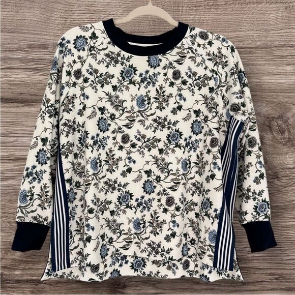 TNUCK SPORT White Wildflower Maggie Pullover Floral Striped Crewneck xl - Picture 7 of 12